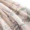 2021 Women Mesh Tulle Skirts Elastic High Waist Graffiti Print Long Skirts Female A-line Pleated Skirts Saias Femme Maxi Skirts 6
