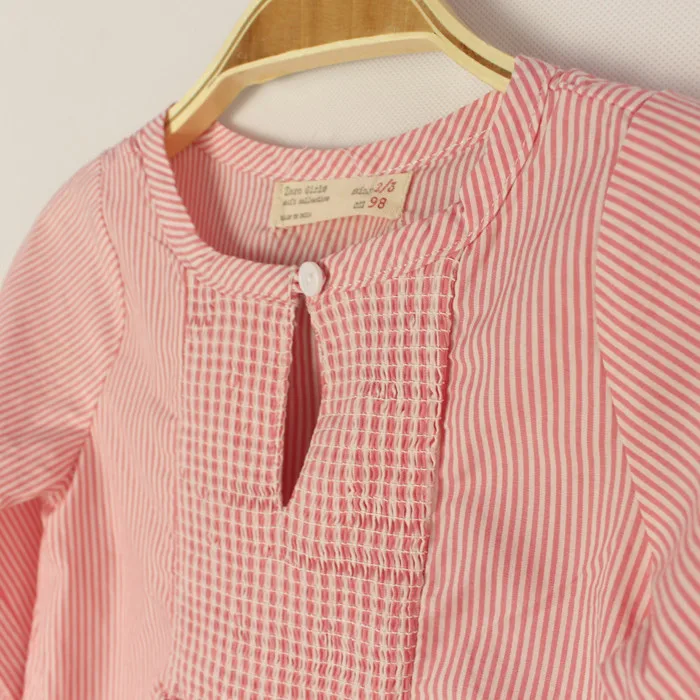 Блузки в красную полоску для девочек весенне-осенняя блузка для маленьких девочек Детские рубашки в полоску с длинными рукавами детские хлопковые блузки