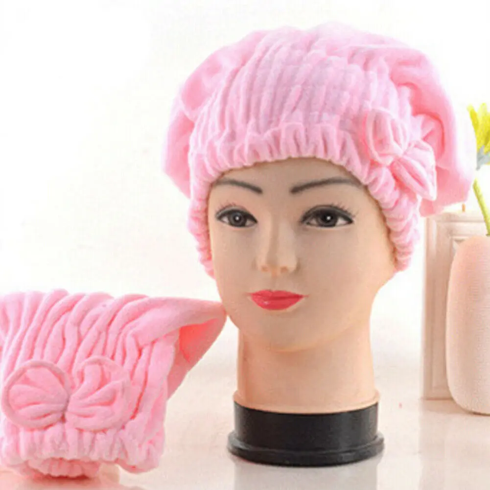 1х Волшебная сухая шапочка для волос быстросохнущая шапочка для душа сверхвпитывающая микрофибра полотенце для волос - Цвет: Розовый