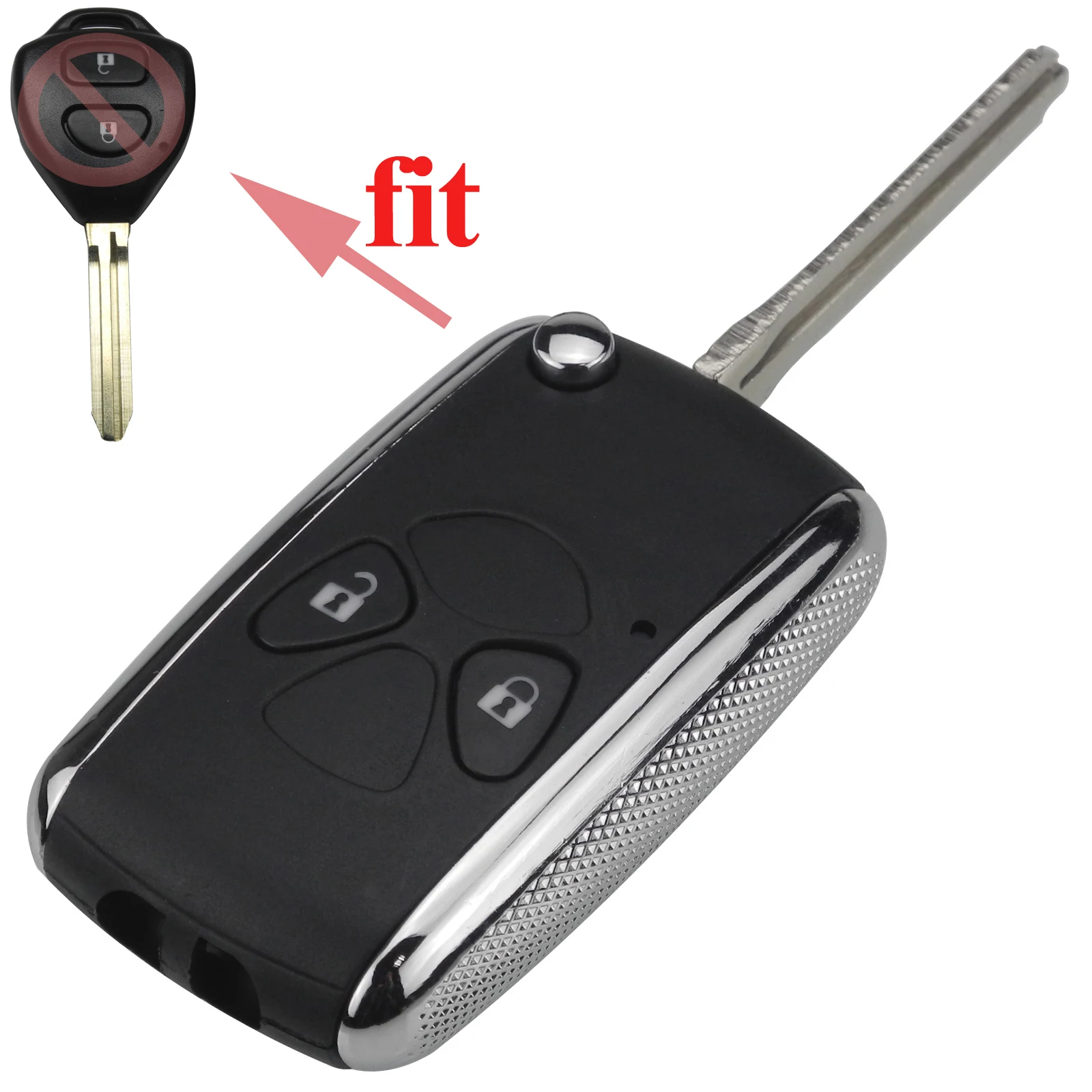

jingyuqin 2 Button Folding Flip Remote Car Key Shell for Toyota RAV4 Yaris Fortuner Venza Scion tC/xA/xB/xC TOY43 Blade Modified