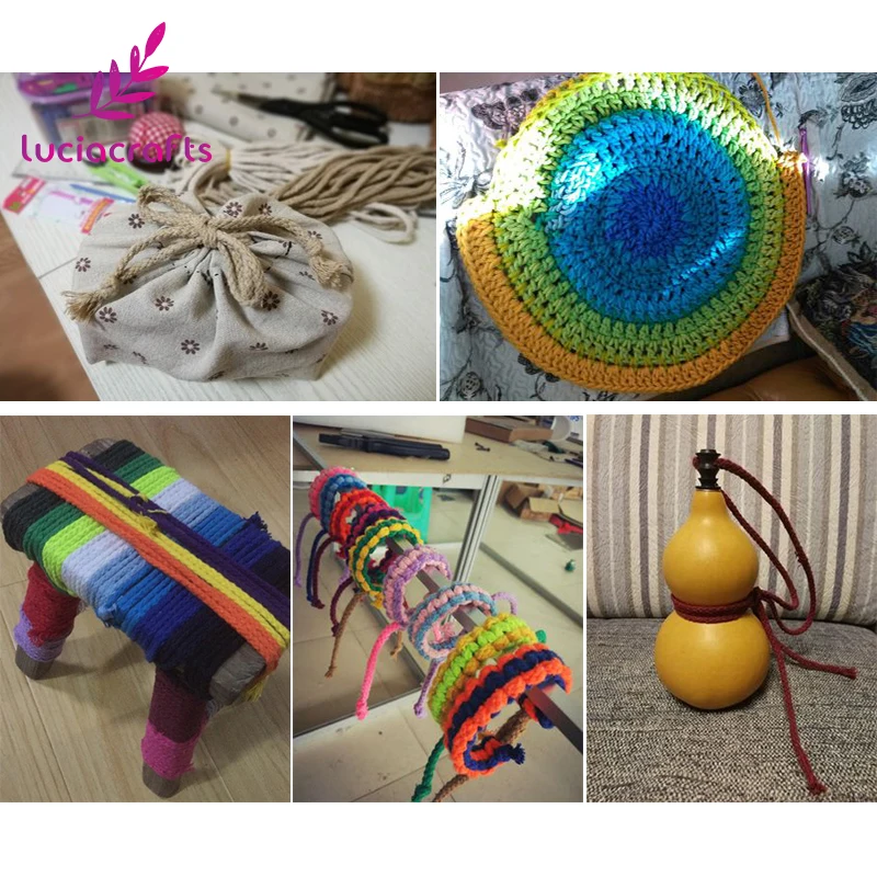 Lucia crafts, 5 м/22 м, разноцветные хлопковые шнуры, плетеная веревка, декоративный шнурок, шнурок, DIY, аксессуары для дома ручной работы W0210