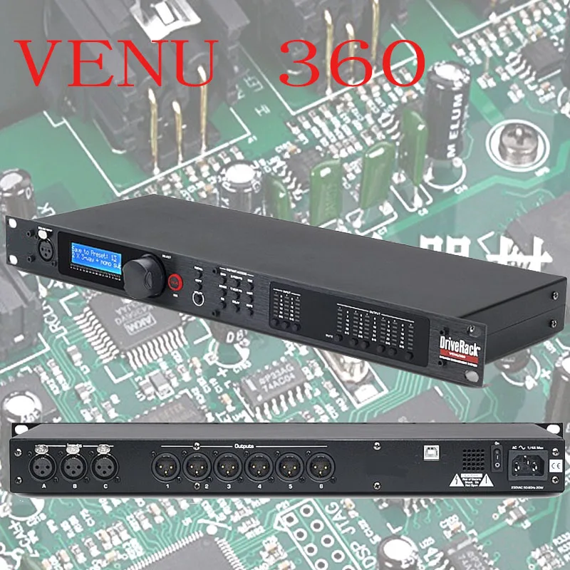 Черный Профессиональный цифровой аудио процессор VENU360 3 входа и 6 выходных цифровых эффектов эквалайзер - Цвет: Черный