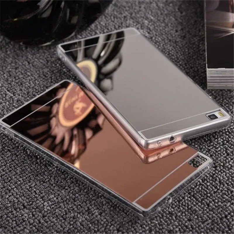 

Mirror Phone Back Case for Huawei P9 Lite P8 Lite iPhone 5s 6 6s 7 plus Mobile Phone Bag Cases Cover Soft TPU Frame Acrylic Back