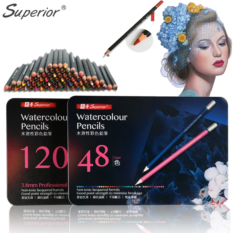 Billige Überlegene Professionelle Level120 Farben Wasser Farbe Bleistifte Zeichnung Aquarell Bleistifte Set Für Zeichnung Lapis De Cor Kunst Liefert