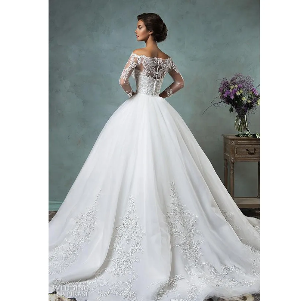Vintage Lace Wedding Dresses with Detachable OverSkirt Modest Sheer Long Sleeve Plus Size Amelia Sposa Sequins Beach Bridal Gowns 2017a