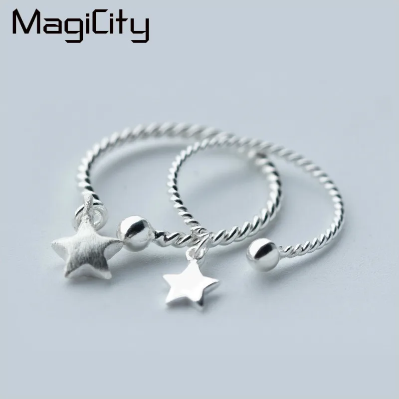 

925 Sterling Silver Twist 3D Star Charm Little Finger Rings For Friend Lover Party Women Tail Ring Free Shipping