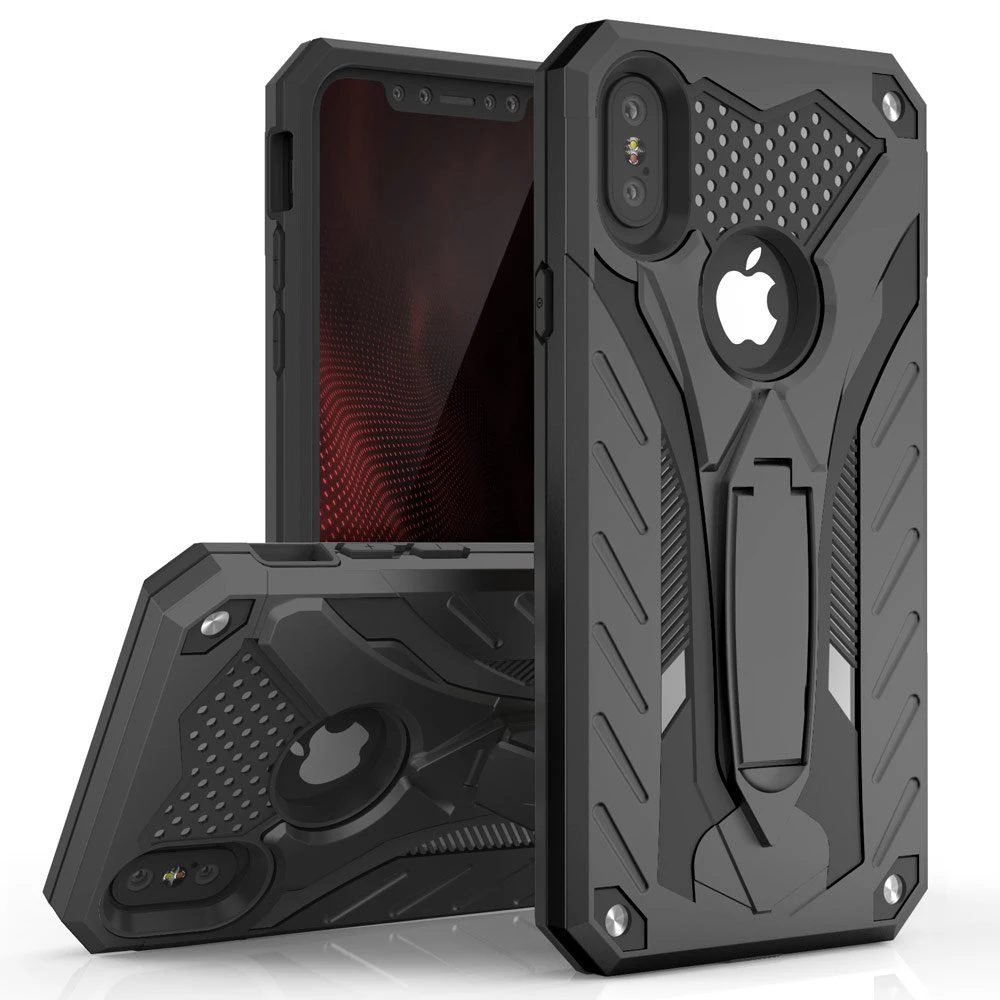 Shockproof Case For iPhone X Hybrid Hard Rubber Impact Armor Stand