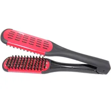 New Ceramic Hair Hairdressing Straightening Comb Double Sided Brush Clamp Natural Fibres Styling Tools