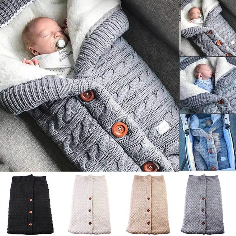 Вязаный шерстяной спальный мешок для новорожденных Slaapzak, зимний детский спальный мешок, спальный мешок для малышей, конверт для коляски