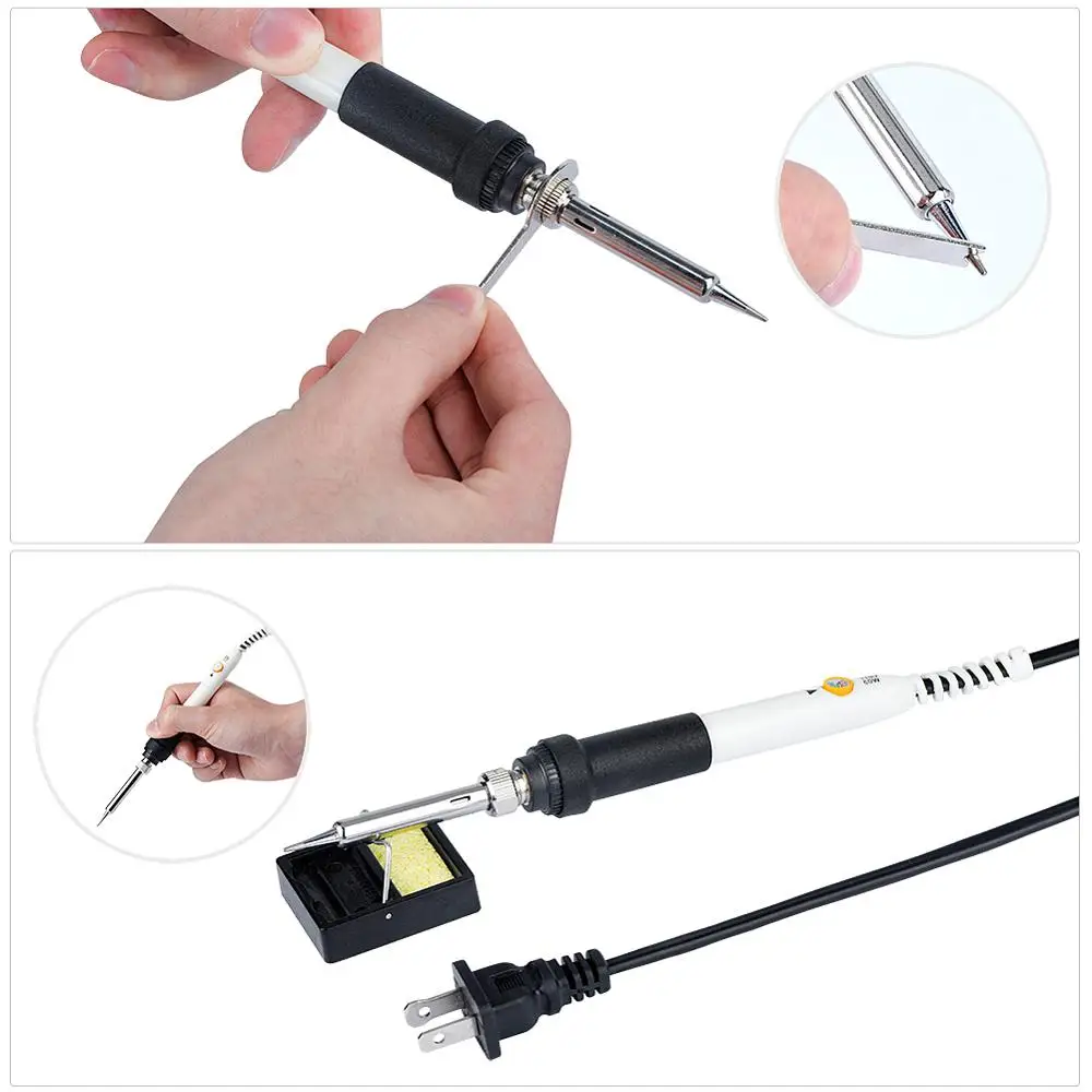JCD 60W Electric soldering iron Adjustable Temperature 110V 220V solder Welding rework tool Ceramic heat solder tips stand wire