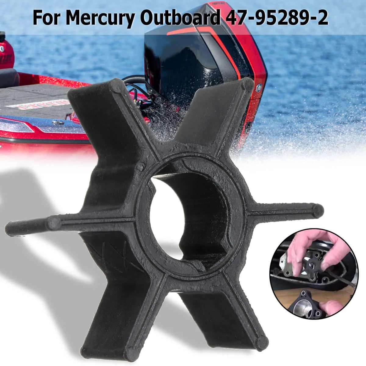 

47-952892 Water Pump Impeller for Mercury 2.2-3.3HP Outboard Motor Replacement 6 Blades Rubber Black Accessories Diameter 43mm