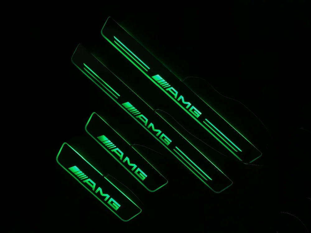 

Osmrk led door sill plate for Mercedes Benz flat lining overlay door scuff welcome light multi colors guards, 4pcs