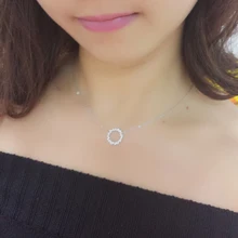 Корейский стиль 925 стерлингового серебра Кристалл Круглые ожерелья для женщин Мода Заявление Рождество Ювелирные изделия Коле ожерелье