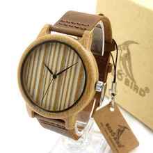 BOBO BIRD A19 Hommes Femmes Bambou Montre Simple Cadran En Bois Quartz Montre-Bracelet avec Bracelet En Cuir en Boîte Cadeau Relogio Masculino 2016