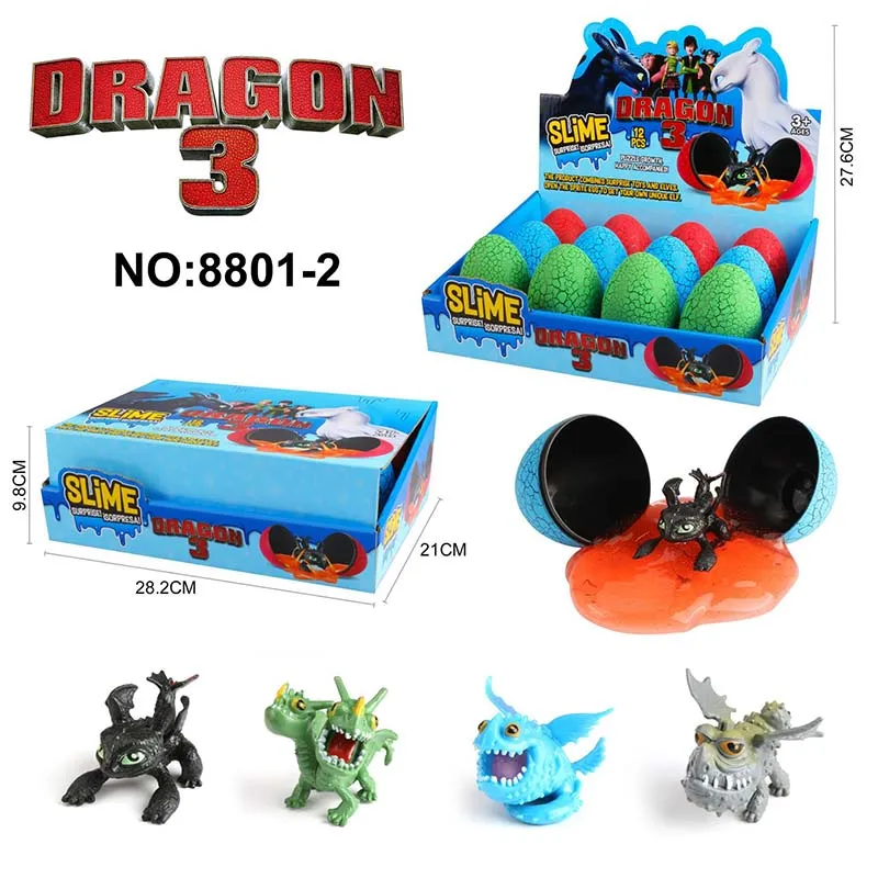 

12/pcs How To Train Your Dragon Slime egg 3 Dragon Doll Decoration Toy Set Stormfly Night Fury light Fury toothless kid gifts