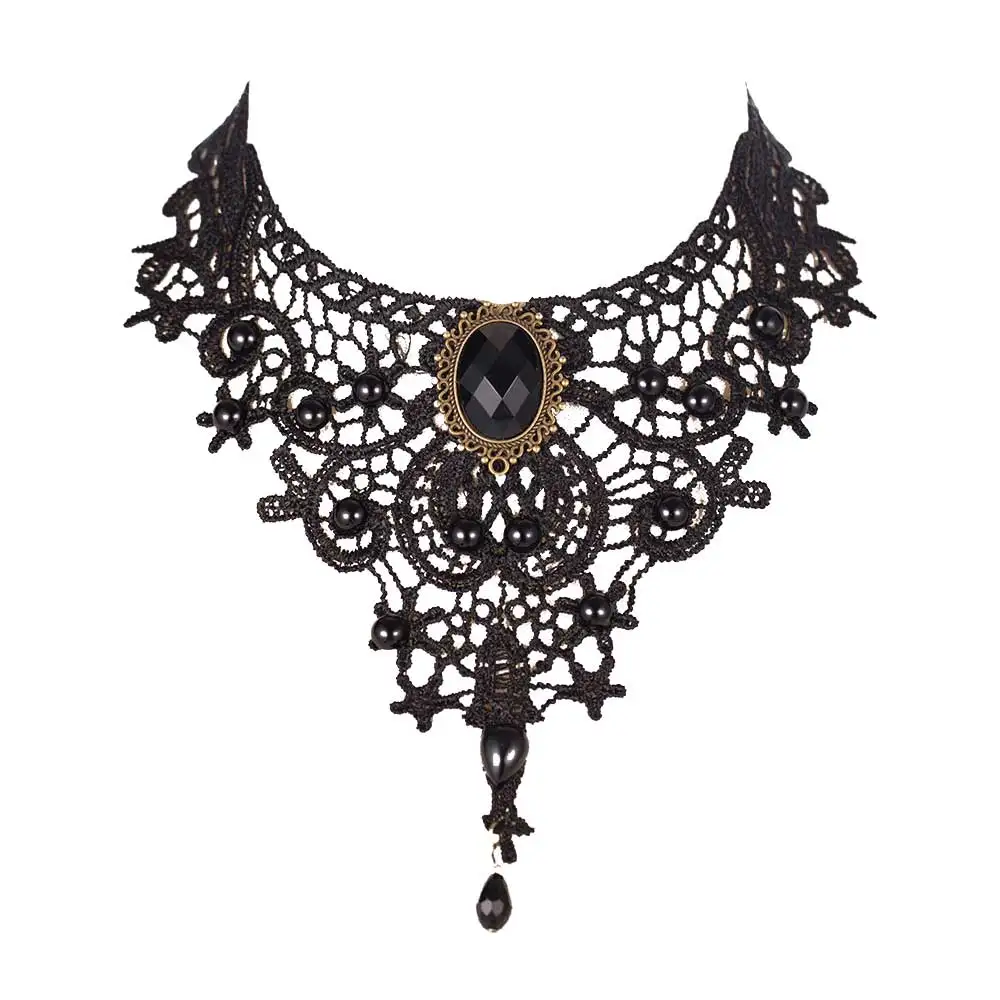Детонационное модное ожерелье s для женщин Красота Девушка Ручные ювелирные изделия Готический Ретро винтажное кружевное ожерелье-ошейник жемчужина цепь
