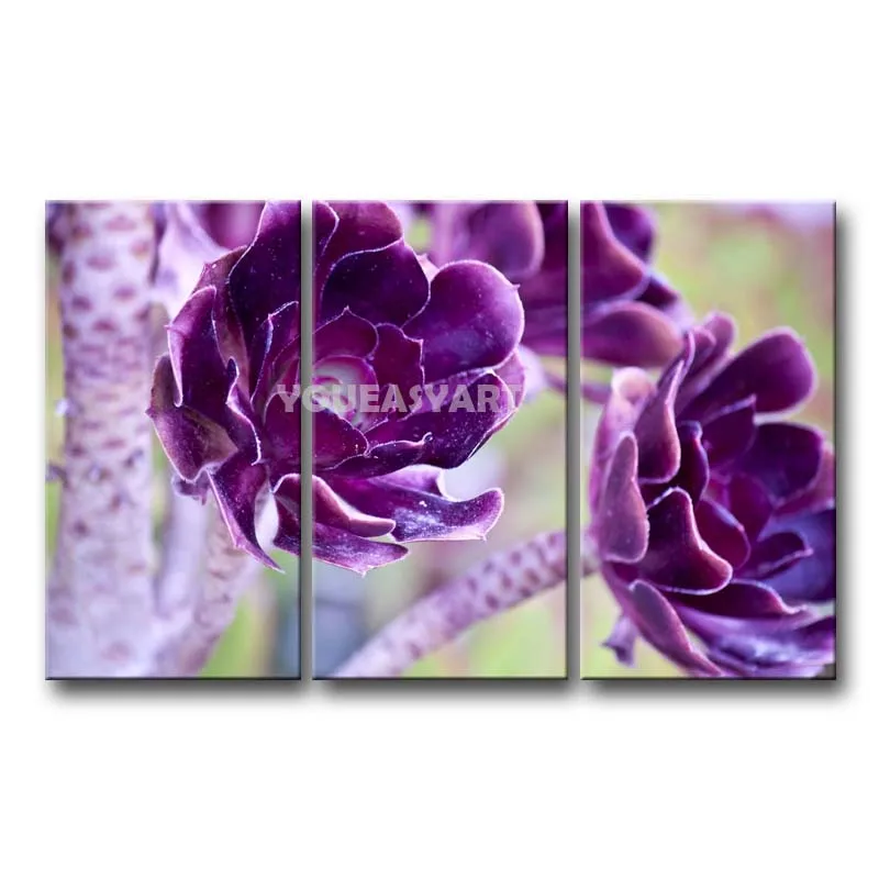 3 Piece Purple Painting On Canvas Wall Art Purple Flowers Print The Picture Flower Pictures Oil