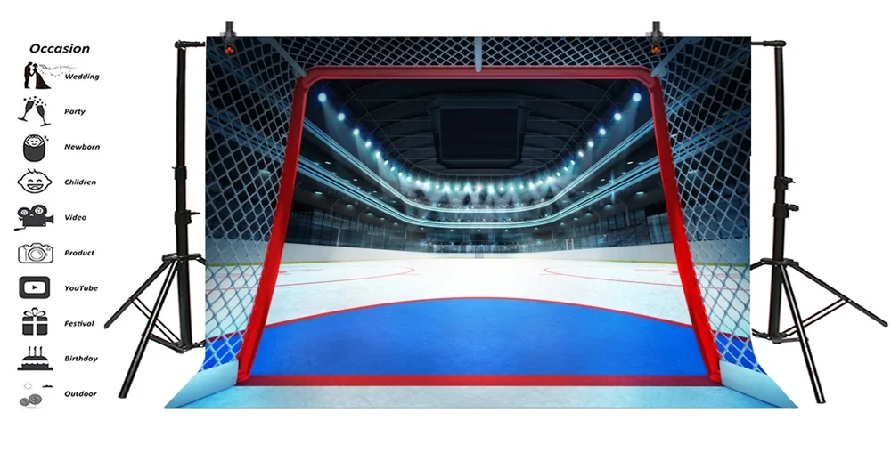 Laeacco Stadium Ice Hockey Game Fans Crowd Scene Photography Backgrounds Customized Photographic Backdrops For Photo Studio