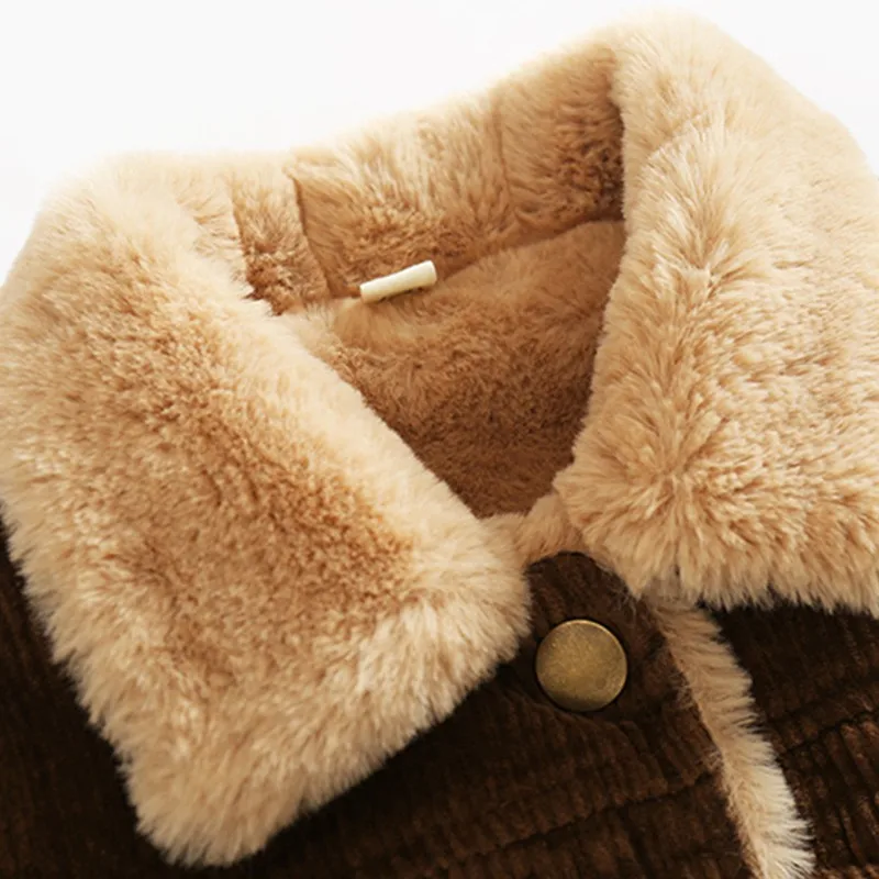 CROAL CHERIE 80-130cm Thicken Corduroy Velvet Jacket For Girls Motorcycle Style Baby Boy Clothing Outerwear Cotton Parkas  (9)