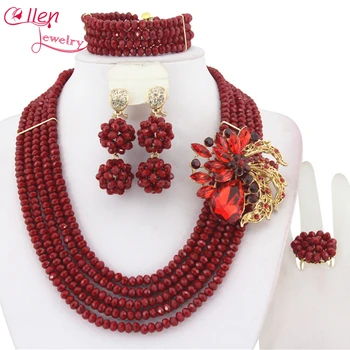 

2017 Nigerian wedding african beads jewelry sets for brides Crystal Necklace cheap rose gold fashion jewelry sets N0048