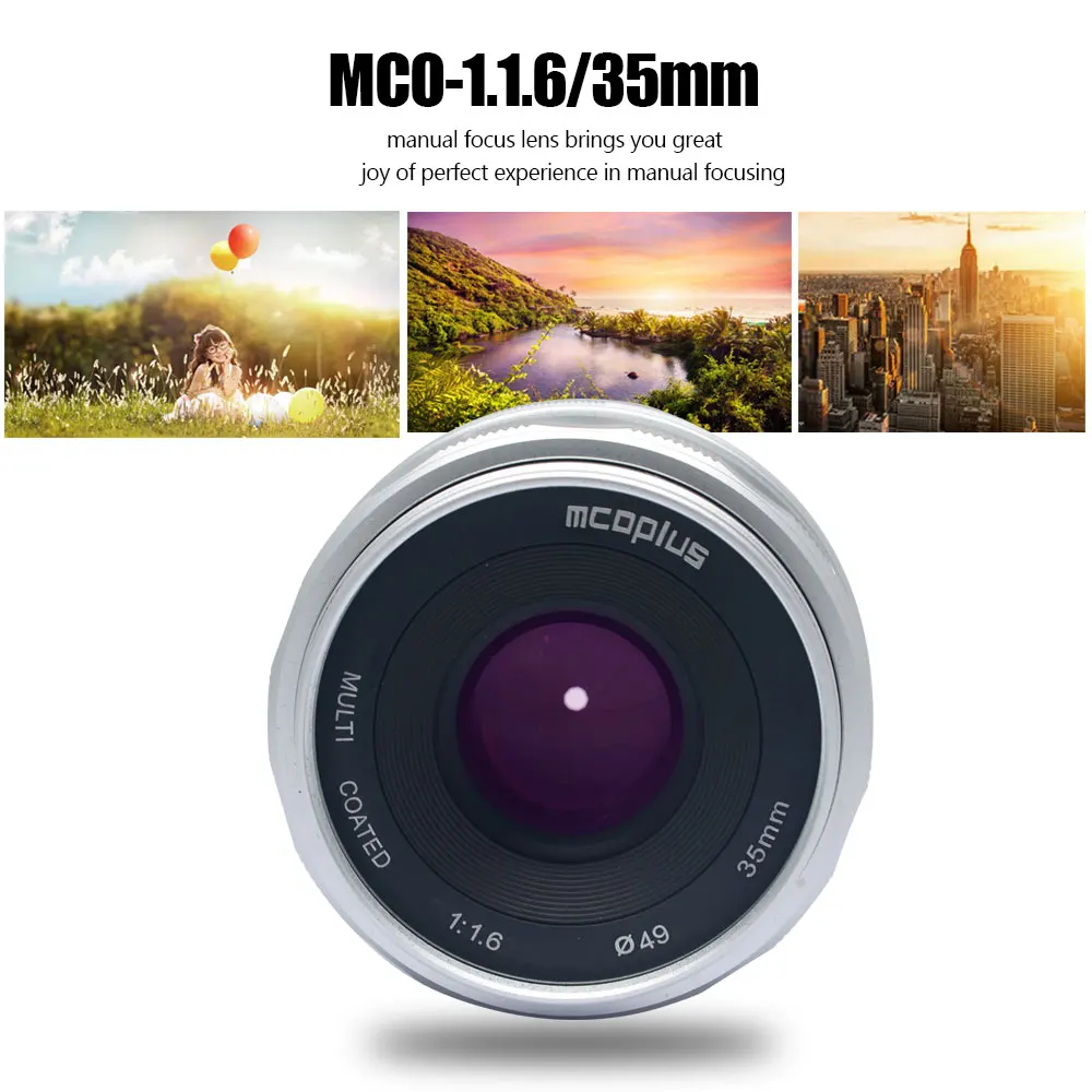 Mcoplus 35mm F/1.6 Large Aperture Manual Focus lens APS-C for Fujifilm XT1 X-T20 X-T2 X-T3 X70 XE1 X30 X70 XM1 XA1 XPro1