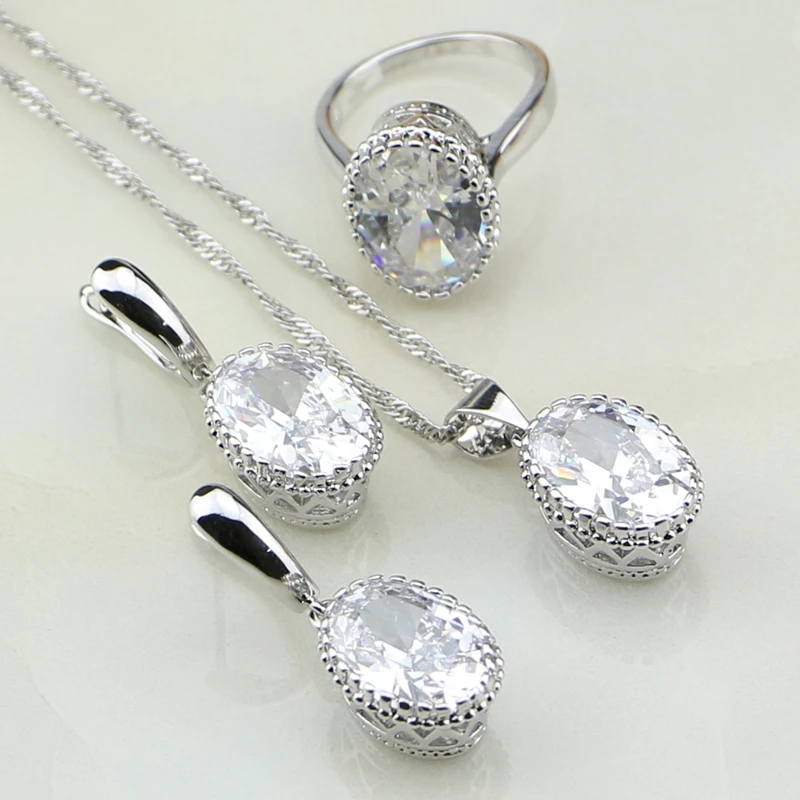 Crown 925 Sterling Silver Jewelry White Australian Crystal Jewelry Sets