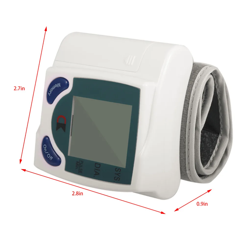 Цифровой ЖК-дисплей наручный манжет для руки, кровяное давление, монитор здоровья, пульсометр, измеритель пульса, прибор для ухода за здоровьем