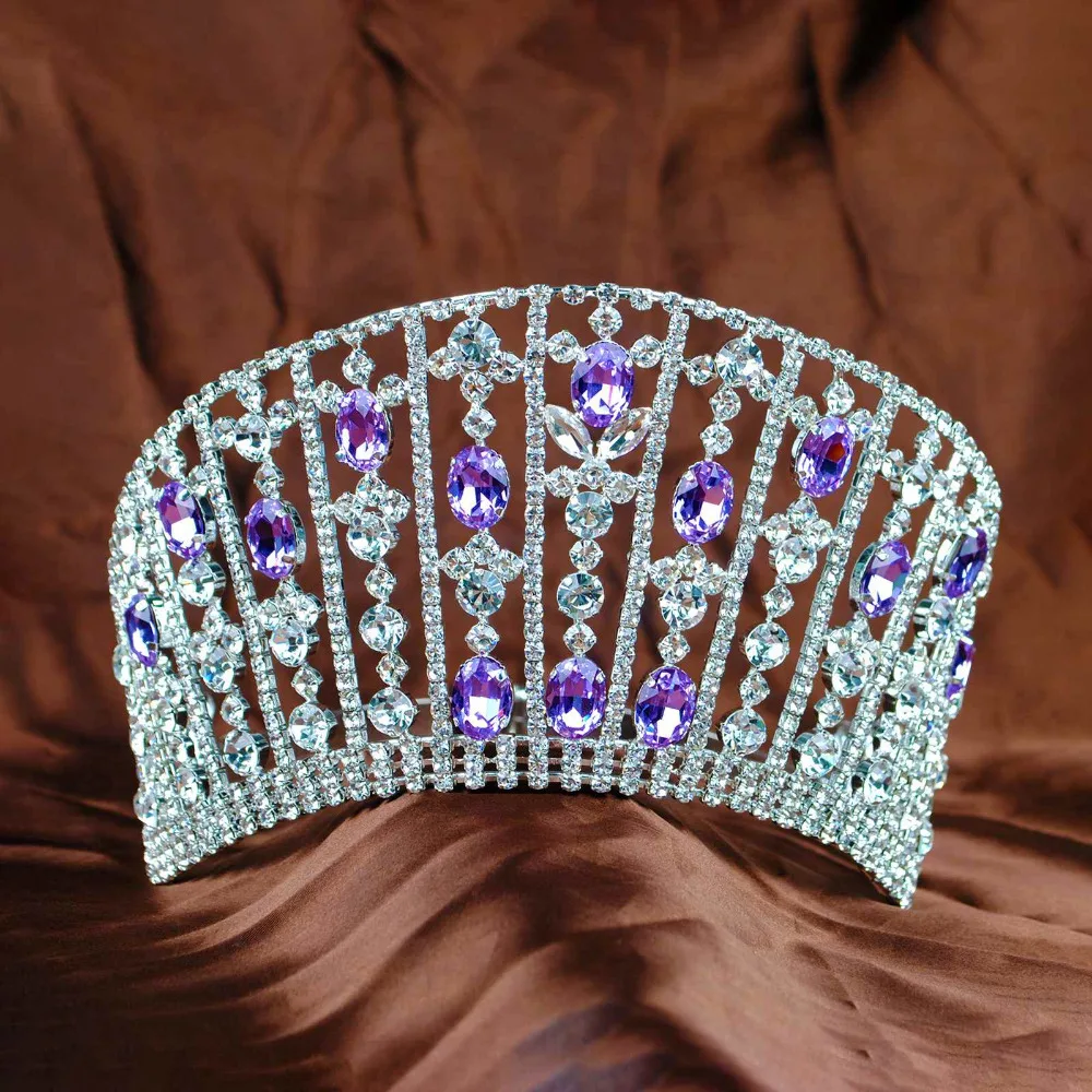 Headband do Casamento de Noiva Novas Mulheres Noivas Coroa Diadema Tiara Artesanal Roxo Crystal Clear Strass Prom Party Alta Qualidade 3 Cheap Joias para o cabelo