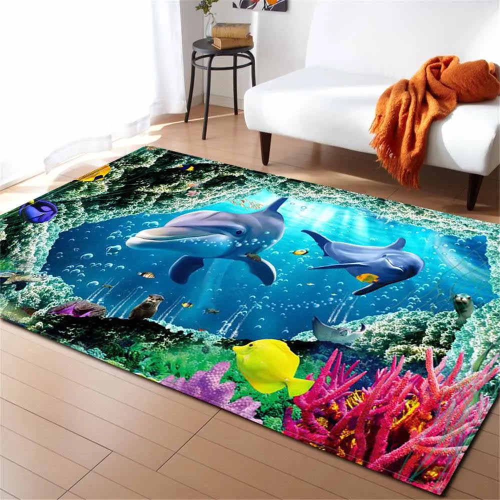 3D Ocean World Shark Area Rug Children Theme Room Decoration Rugs Memory Foam Non-Slip Mats Soft Flannel Carpet Living Room - Цвет: No-11
