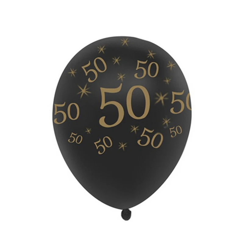 10Pcs/Lot 12" DIY  Black and Gold Happy Birthday Age Number Helium Latex Balloon Decor