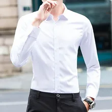 Мужская рубашка с длинным рукавом, деловая тонкая рабочая одежда, деловая одежда с длинным рукавом, однотонная мужская рубашка