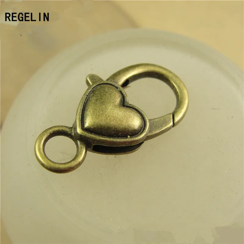 REGELIN 10 шт./лот античное Серебряное сердце застежка карабин крючки для ожерелья