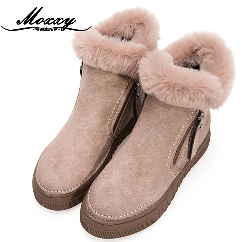 Koop Moxxy Warme Snowboots Winter Laarzen Vrouwen Enkellaars Zip Vrouwen Platform Schoenen Pluche Sneakers Platte Dames Bont Casual Schoenen vrouw