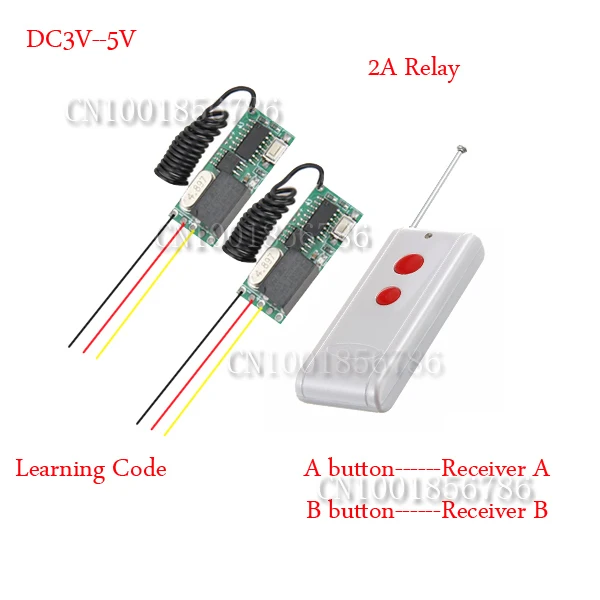

Lighting Switches 3V-5VDC Mini Remote Control Switch 3V 3.6V 3.7V 4.5V 5V Micro Small Receiver Long Range Transmitter 315/433