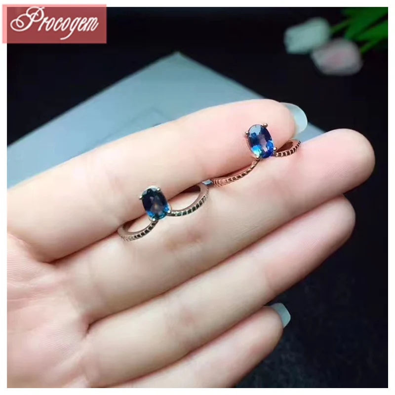

Lovely Crown Natural Sapphire Rings for Women Ladies Gift 4x6mm Genuine Gemstones 925 Sterling silver New fine Jewelry #211
