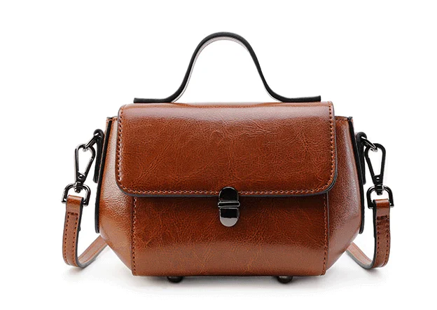 

2018 Fashion Design Genuine Leather Female Messenger Shoulder Bags Simple Style Woman Retro Hasp Bag Ladies Vintage HandbagsL177