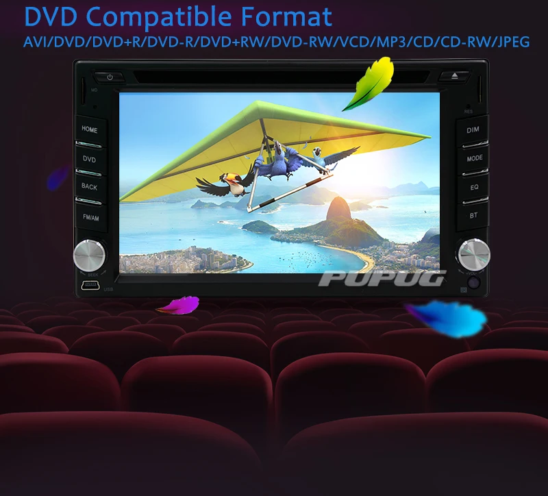 Top 2DIN In Dash GPS Navi Car DVD Player Bluetooth Auto Stereo Radio USB+CAMERA 5