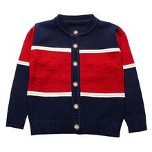 Осенний свитер для мальчиков; Хлопковый вязаный кардиган; свитер для мальчиков с длинными рукавами и круглым вырезом; Детский свитер; Высококачественная детская одежда