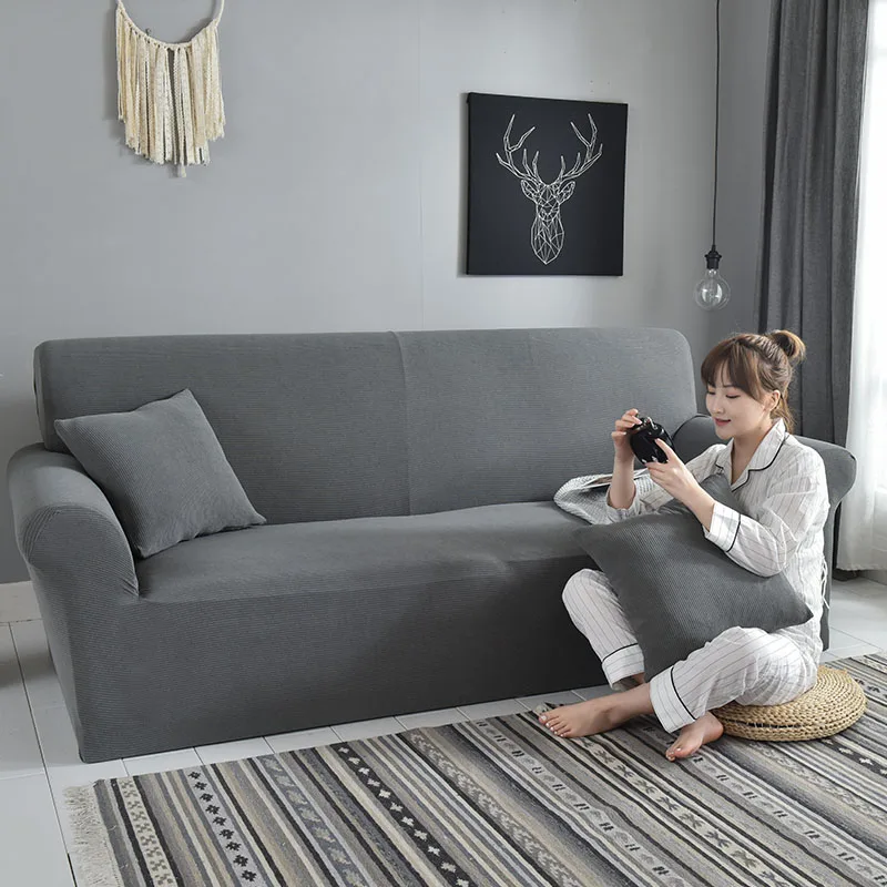 Высокое качество Европейский диван покрытия серый 3D полосатый универсальный все включено скольжению эластичный чехол 1/2/3/4-seater диван-кровать