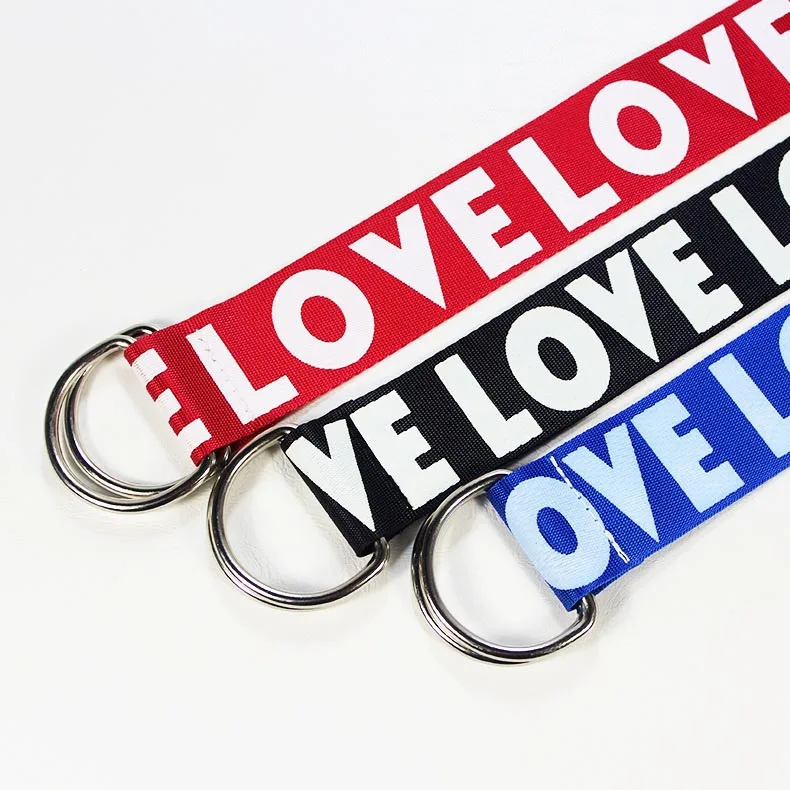 Ремень с надписью LOVE унисекс в Корейском стиле Студенческая двойная Пряжка