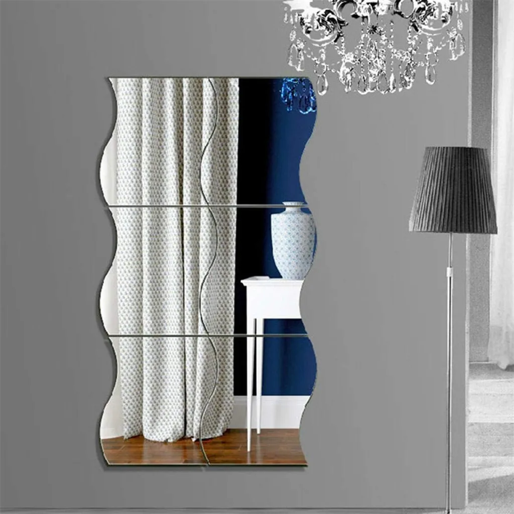 3d Wall Stickers 1 Set Mirror Home Decoration DIY Art Wave Bedroom Furniture | Дом и сад