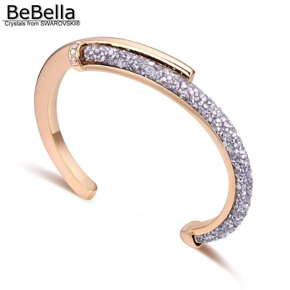 BeBella, Кристальные камни, пылезащитный Браслет-манжета, браслет с кристаллами от Swarovski, модное ювелирное изделие для женщин, девушек, подарок невесты, новинка - Окраска металла: Silver