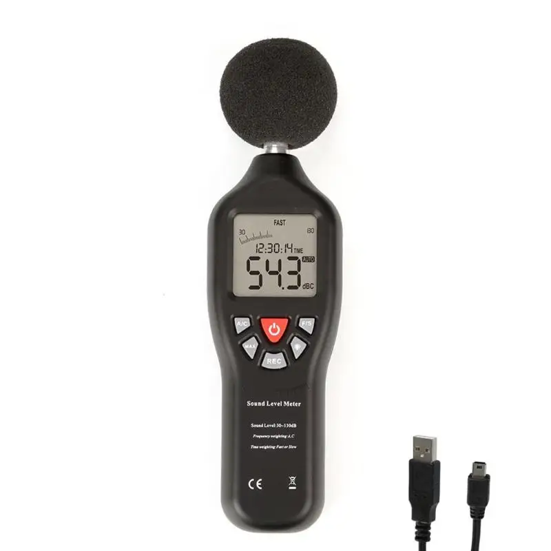 30-130dB Mini Sound Level Meters Decibel Meter Logger Noise Audio Detector