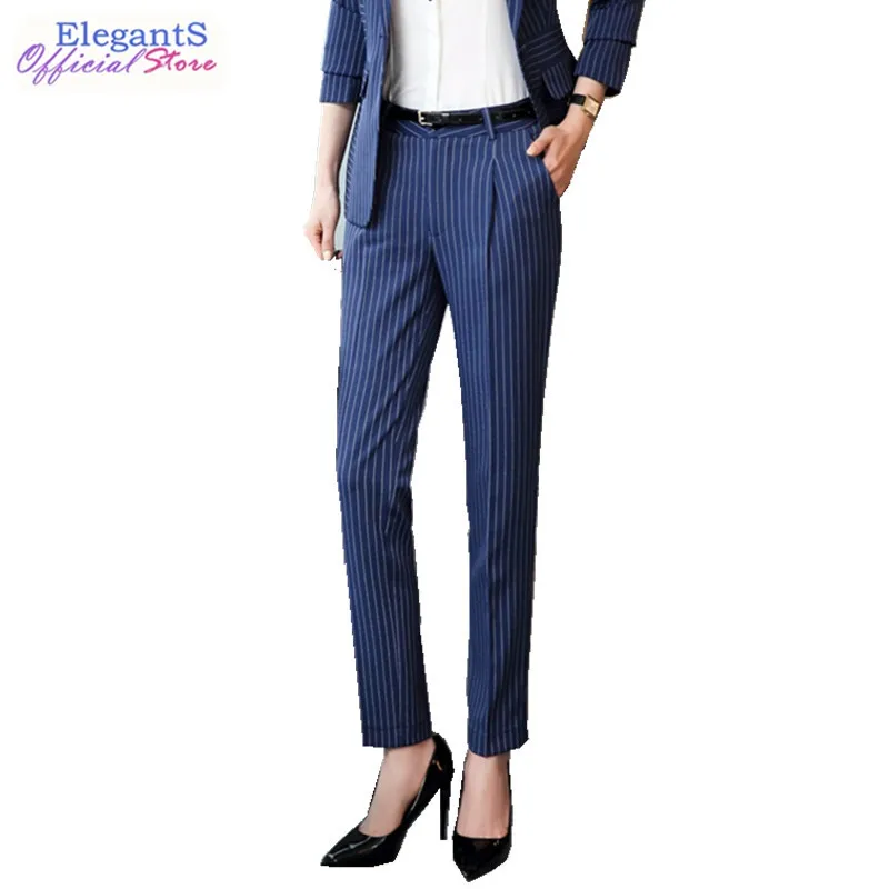

Elegant Stripe Pants Women Casual Business Work Office Lady Formal Trousers Autumn Spring Pant Female Fashion Clothing 2018