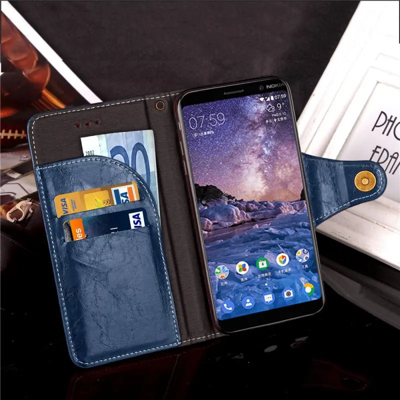 Телефон чехлы для Nokia 5 чехол кожаный бумажник ретро флип 7 Plus 6 1 2018 с карты слоты