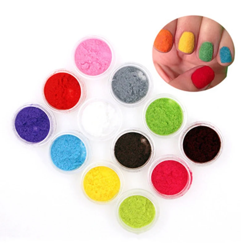 

12PCS/Set!!! New Flocking Christmas Velvet Nail Glitter Powder Colorful Dust For DIY Nail Art Tips Decoration