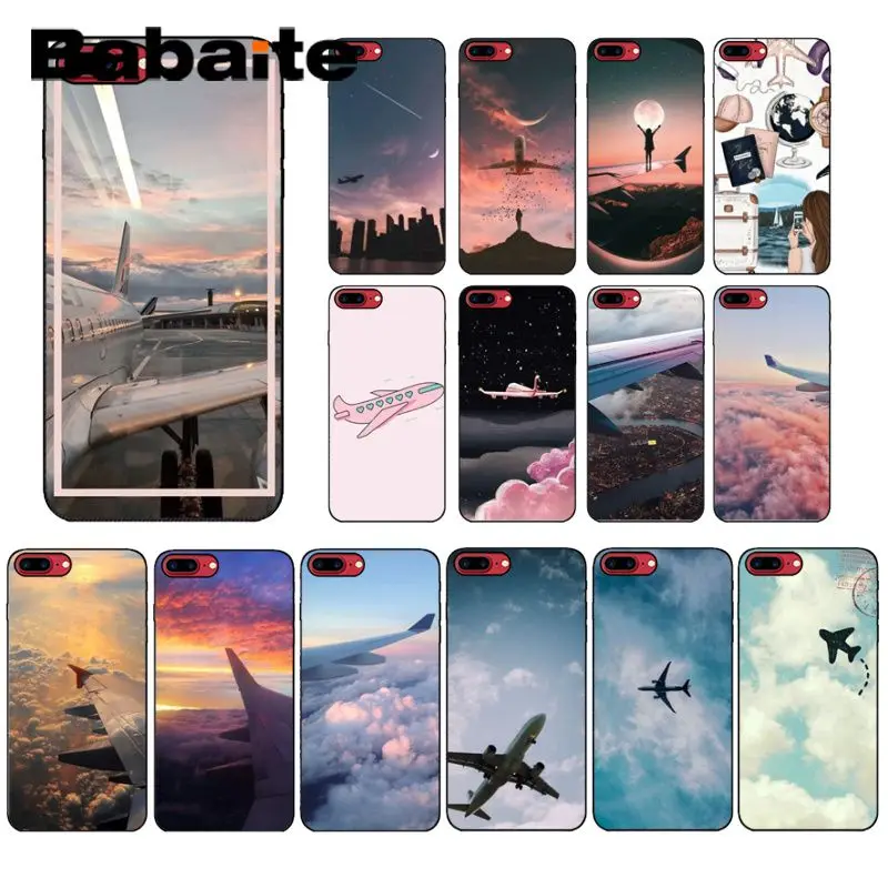 

Babaite Airplane travel Soft Silicone TPU Phone Cover for iPhone X XS MAX 6 6S 7 7plus 8 8Plus 5 5S XR