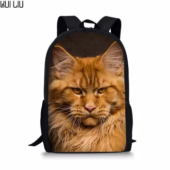 

Customized kawaii 3d Animal Cat/Kitty Maine Coon Print Boys Girls School Bags Primary School Student Schoolbag Casual Book Bag