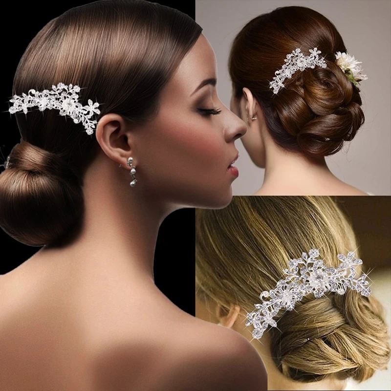 Элегантное пятилепестковое украшение для волос с кристаллами модные мигающие стразы жемчужные невесты свадебный гребень для волос аксессуары заколки для волос