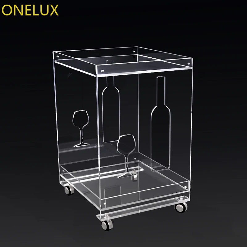 (KD Packed) Clear Acrylic Small Sofa Table On Wheels,Rolling Lucite Occasional End Corner Tea Tables - 40W-33D-53H CM (KD Packed) Clear Acrylic Small Sofa Table On Wheels,Rolling Lucite Occasional End Corner Tea Tables - 40W-33D-53H CM